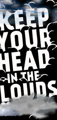 This dynamic live phone wallpaper features a vivid graffiti background with multicolored strokes, and a vibrant text that encourages users to "Keep your head in the clouds