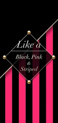 This phone live wallpaper features a vibrant image of a pink and black striped background with a close-up effect