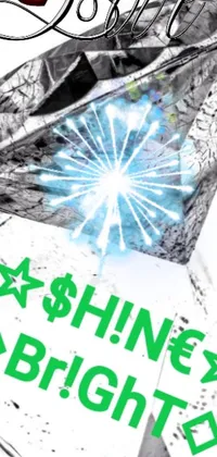 This dynamic phone live wallpaper features a pair of silver scissors atop an album cover, surrounded by sparkling diamonds and dollar bill leaves