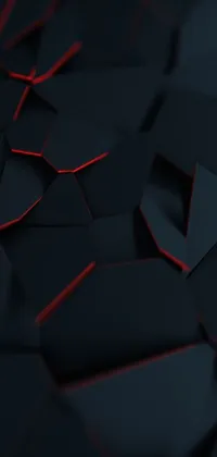 This live wallpaper features black and red pieces of paper in a digital art style