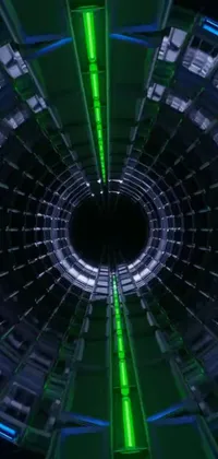 Get lost in a mesmerizing phone live wallpaper featuring a circular tunnel illuminated by stunning blue and green lights