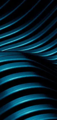This live wallpaper features a stunning black and blue background with smooth curvatures and realistic metal reflections
