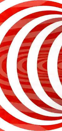 This eye-catching live wallpaper for phones showcases a red and white spiral design set against a bold red backdrop