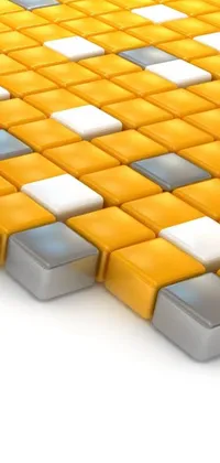 This stunning phone live wallpaper showcases a group of yellow and white cubes arranged on a beautiful white surface