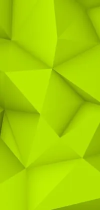 This live wallpaper features a green abstract background with low polygon illustrations and modern design