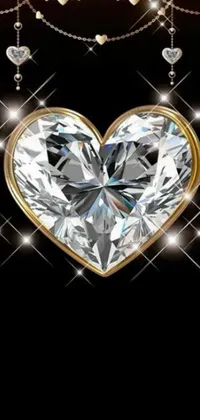 Add some shine to your phone with this stunning diamond live wallpaper! Featuring a heart-shaped diamond set on a sleek black background, this digital artwork is sure to catch the eye