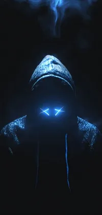 Add a futuristic touch to your phone screen with this close-up wallpaper of a person wearing a black hoodie with blue LED lights