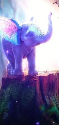 Elephant Purple Light Live Wallpaper