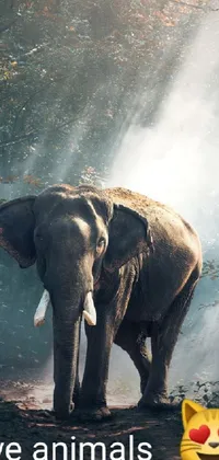 Get this amazing live wallpaper for your mobile phone featuring an awe-inspiring elephant in a lush green forest