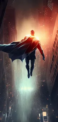 Looking for a captivating phone live wallpaper that exudes energy and excitement? Look no further than this stunning scene featuring a man soaring high above a cityscape
