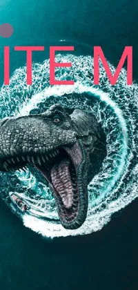 This live wallpaper features a dynamic dinosaur standing on the shore of a peaceful body of water