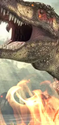 This live wallpaper for Android phones features a stunning illustration of a roaring dinosaur