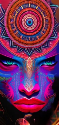 Looking for a phone live wallpaper with a captivating and mesmerizing look? This ultra-fine, highly detailed wallpaper featuring a psychedelic woman's face is perfect
