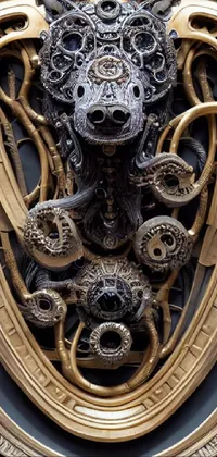 This captivating mobile live wallpaper showcases a surrealist sculpture inspired by H