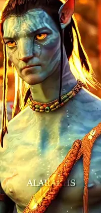 This phone live wallpaper is a stunning depiction of an avatar, featuring vivid colors and sharp 4K resolution