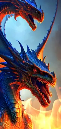 This is an incredible live wallpaper for your phone that showcases a detailed digital art of a dragon against a beautiful sky background
