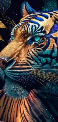 Transform your phone screen into a visual masterpiece with this stunning hyperrealism tiger live wallpaper