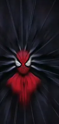 This live wallpaper features a stunning close-up of Spider-Man's face on a sleek black background