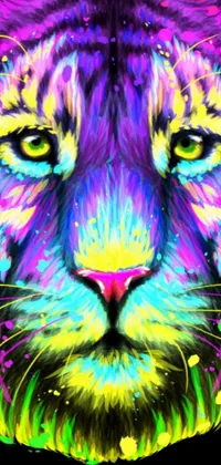 Vaporwave Coloured Tiger Live Wallpaper - free download