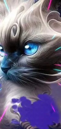 Add some visual appeal to your phone with this mesmerizing live wallpaper featuring a majestic cat