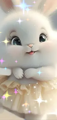 This phone live wallpaper features a white rabbit donning a tutu and ballet dancing with whimsical grace