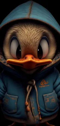 Looking for a cute and charming live wallpaper for your phone? Check out this highly detailed and adorable digital rendering of a duck wearing a hoodie! The Disney character style and high-quality design make this phone live wallpaper a true standout