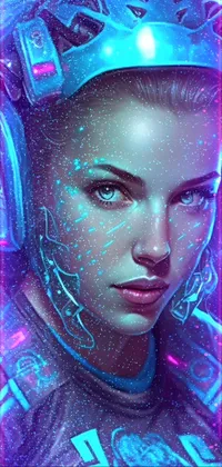 This live wallpaper features a close-up of a person wearing headphones and armored like an astronaut