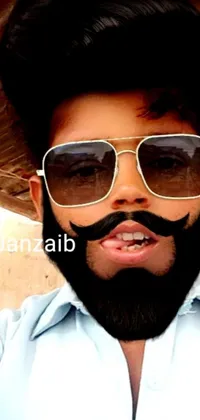 This live wallpaper for phones features an animation of a man sporting trendy sunglasses and a stylish beard, taking a selfie