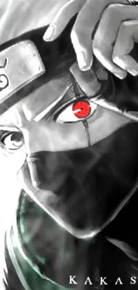 Looking for a captivating live wallpaper for your phone? Look no further than this stunning black and white image of a mysterious figure with a red eye and patch over one eye