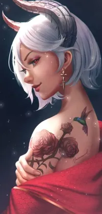 This live phone wallpaper showcases a vibrant, colorful tattoo that adds a strikingly edgy touch to your phone's theme