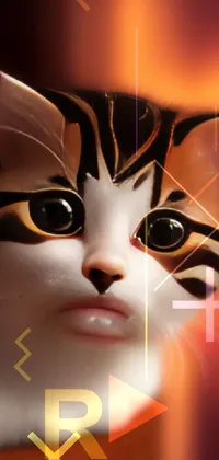 This live wallpaper for your phone features a stunning close-up of a black and white striped cat's face