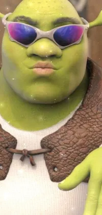 Download Funny Shrek Pout In Sunglasses Wallpaper
