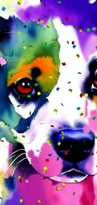 Enhance your phone's style with this stunning live wallpaper featuring a close-up of an intricately painted dog portrait