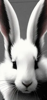 Enhance your mobile device's home screen with this striking live wallpaper featuring a black and white photograph of a rabbit