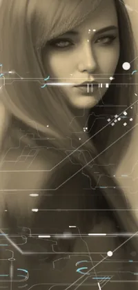This gorgeous live wallpaper features a stunning digital drawing of a mystical woman with long hair