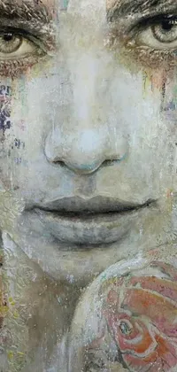 This live wallpaper showcases a detailed painting of a woman's face in a meditative state