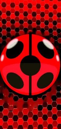 This phone live wallpaper showcases a vibrant ladybug atop a red background