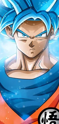 This phone live wallpaper features an anime-style rendering of the popular character Goku from Dragon Ball