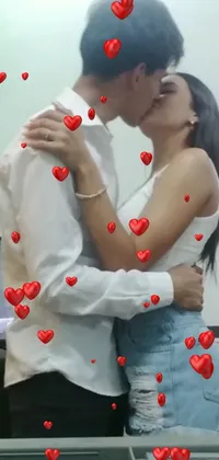 This live wallpaper features a couple kissing cutely in Sao Paulo