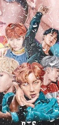 Introducing a captivating live wallpaper for your phone! This artwork is dominated by a BTS poster with dazzling colors and intricate details