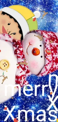 Get your phone ready for the holiday season with this magical live wallpaper! It features a cute and cozy digital artwork of two snowmen sitting in the snow, wearing warm scarves and hats