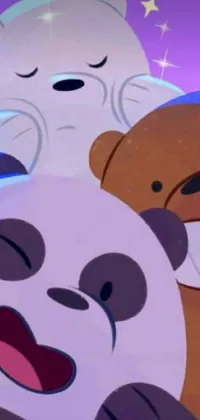 This live phone wallpaper showcases an adorable group of teddy bears closely huddled together