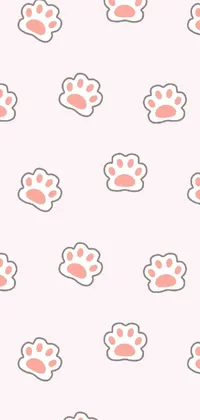 Looking for a vibrant phone live wallpaper to elevate your phone's look and feel? Look no further than this cute design of pink paw prints on a white background