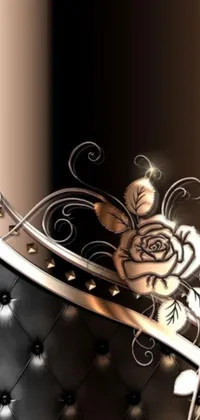 This black and gold live wallpaper for your phone showcases an eye-catching and artful rose design