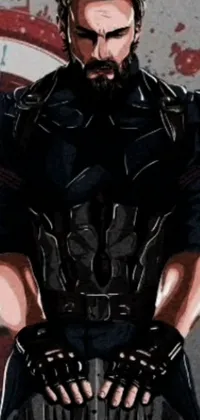 This dynamic phone live wallpaper captures a close-up of a person holding a sword and wearing a full-body X-Force outfit