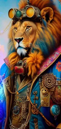 The Lion with Goggles Live Wallpaper is a stunning example of maximalist mobile wallpaper