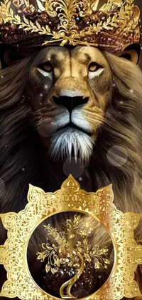 lion wearing crown wallpaper