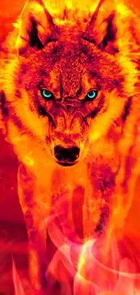 Looking for an awe-inspiring phone live wallpaper for your device? This trending image on Pexels features a captivating wolf with piercing blue eyes set against a dramatic background of a red lake on fire