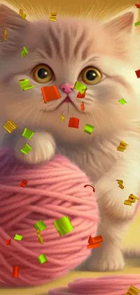 Bring a cute and playful atmosphere to your mobile phone with an ultra-realistic kitten wallpaper