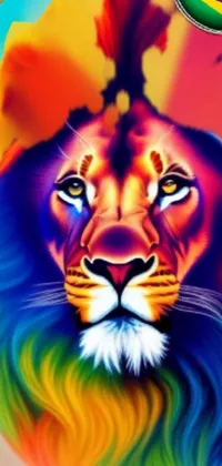 This stunning phone live wallpaper features a colorful airbrush painting of a lion with a Brazilian flag